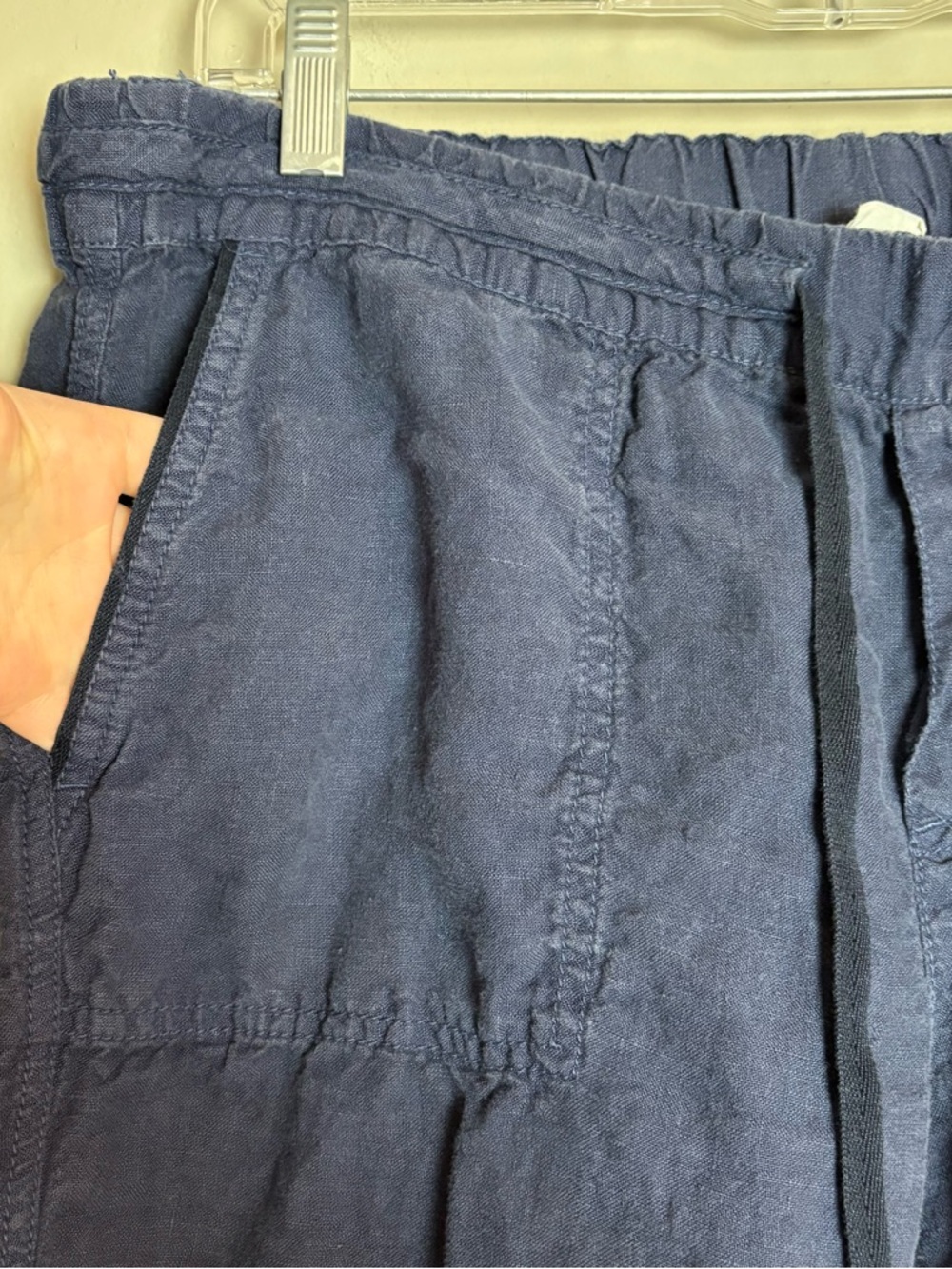 Caslon 100% Linen Navy Long Drawstring Pants Size Medium - Picture 3 of 7